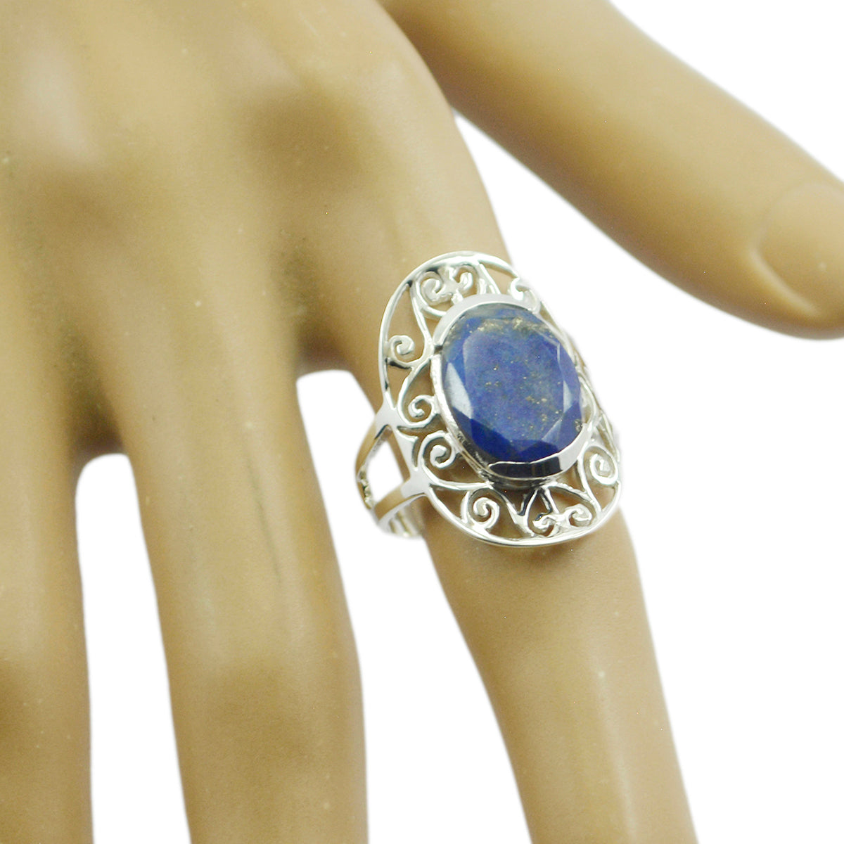 Riyo Winning Gems Lapis Lazuli 925 Silver Rings Rhinestone Jewelry
