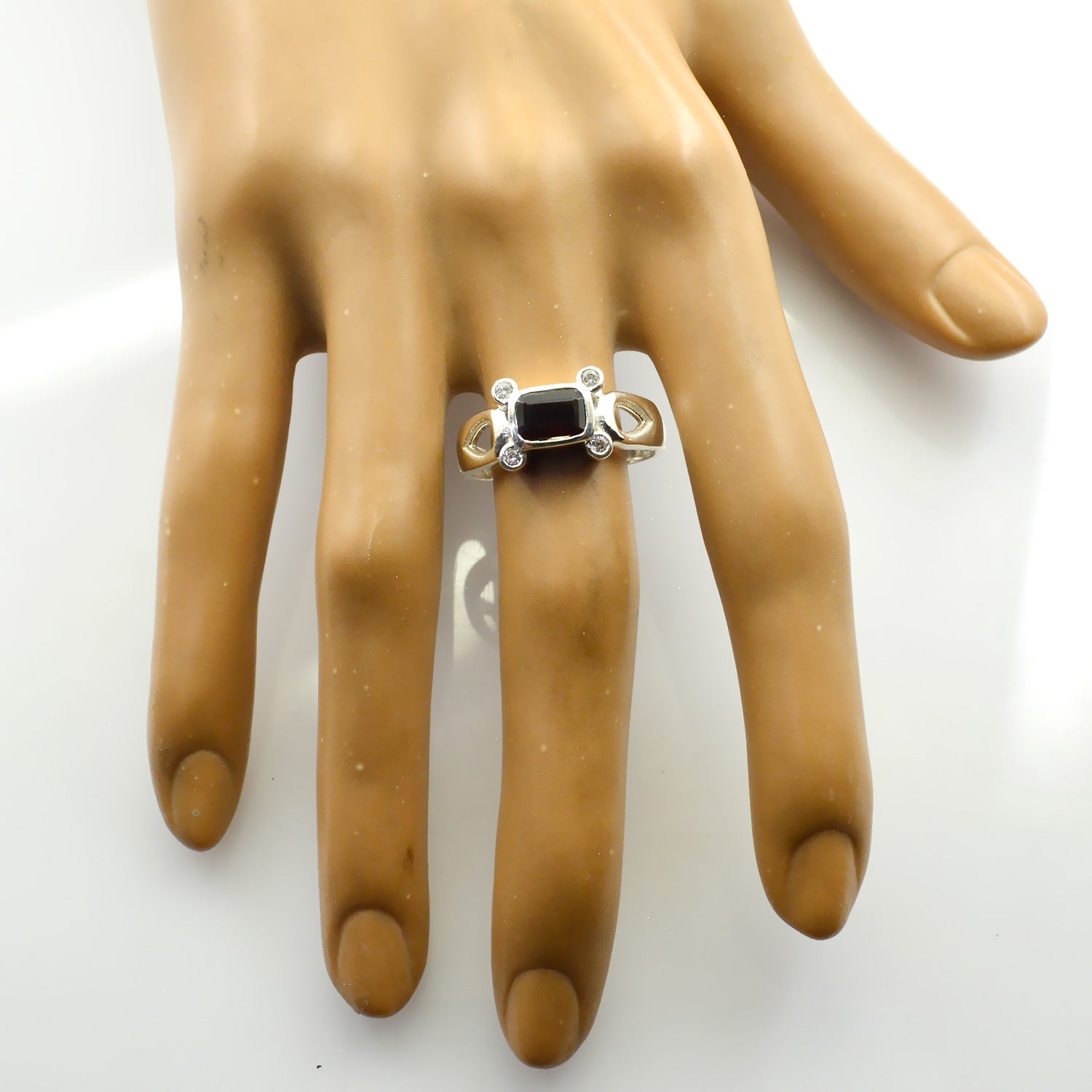 Riyo Winning Gemstones Garnet Solid Silver Rings Gift For Girls