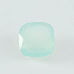 Riyogems 1PC Genuine Aqua Chalcedony Faceted 10x10 mm Cushion Shape A1 Quality Loose Gems