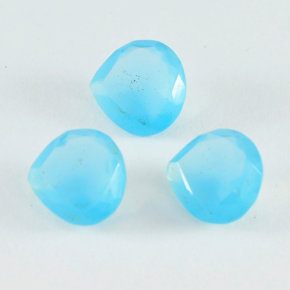 Riyogems 1PC Genuine Aqua Chalcedony Faceted 11x11 mm Heart Shape sweet Quality Loose Gemstone