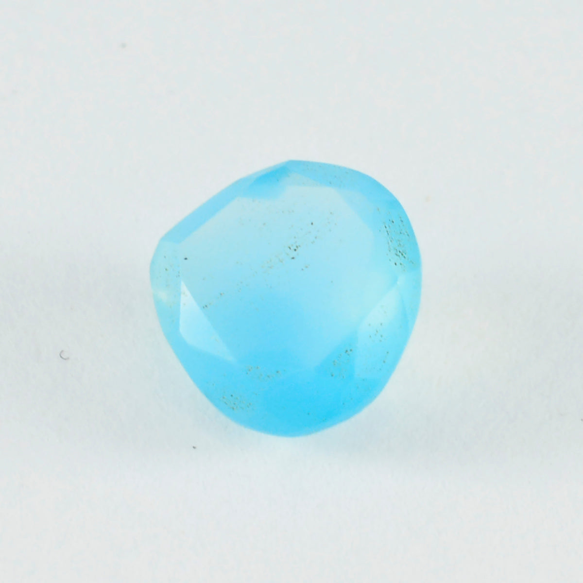 Riyogems 1PC Genuine Aqua Chalcedony Faceted 14x14 mm Heart Shape beauty Quality Stone