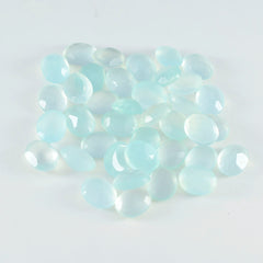 Riyogems 1PC Genuine Aqua Chalcedony Faceted 3x5 mm Oval Shape attractive Quality Loose Stone