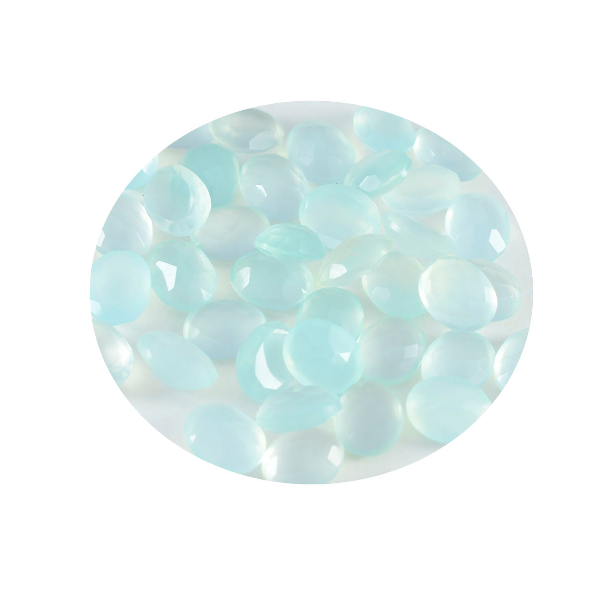 Riyogems 1PC Genuine Aqua Chalcedony Faceted 3x5 mm Oval Shape attractive Quality Loose Stone