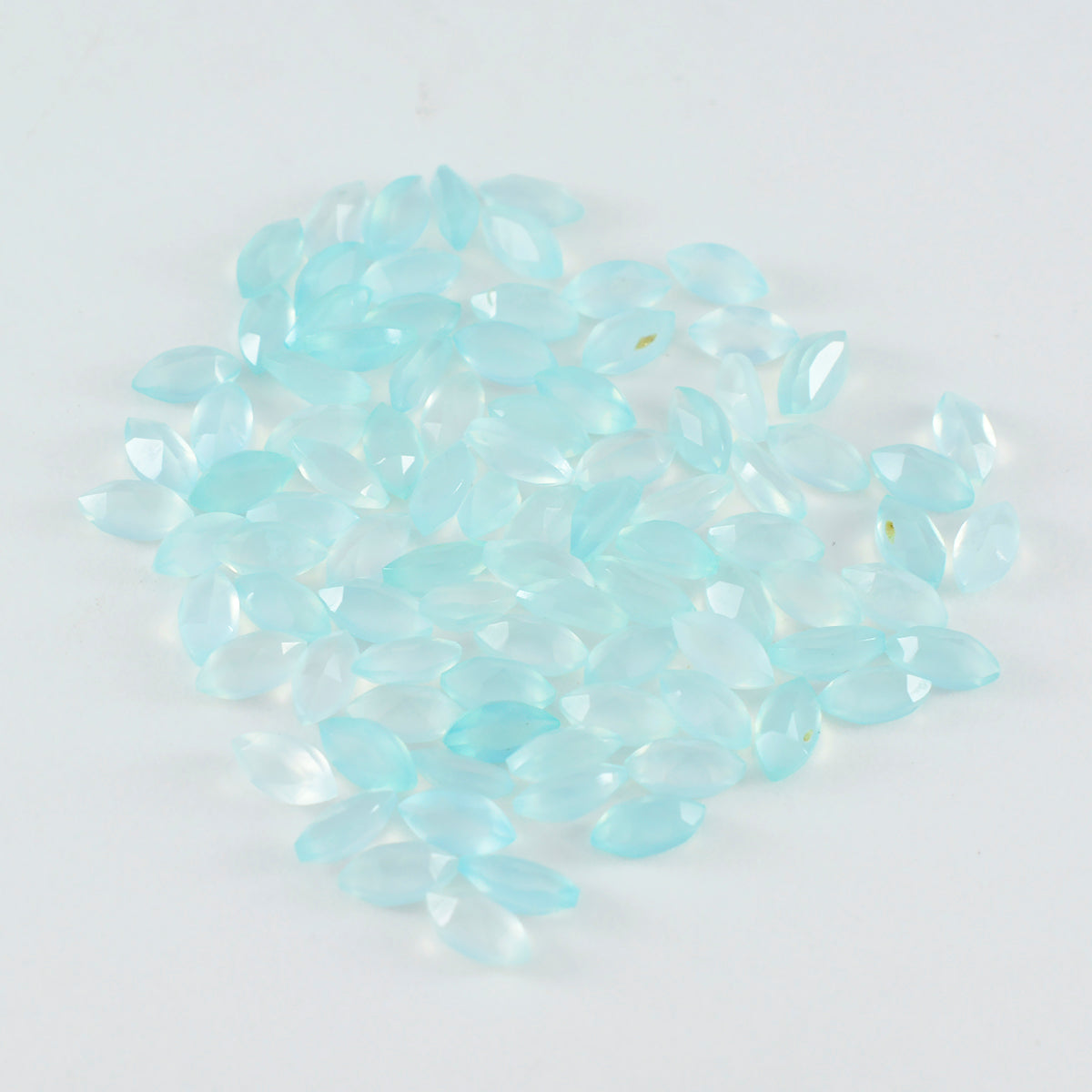 Riyogems 1PC Genuine Aqua Chalcedony Faceted 3x6 mm Marquise Shape A Quality Loose Gems