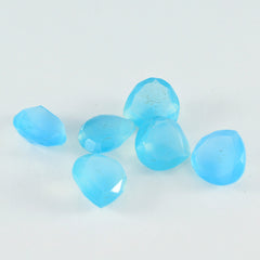 Riyogems 1PC Genuine Aqua Chalcedony Faceted 5x5 mm Heart Shape lovely Quality Gems