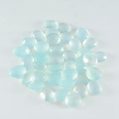 Riyogems 1PC Genuine Aqua Chalcedony Faceted 6x8 mm Oval Shape good-looking Quality Gems