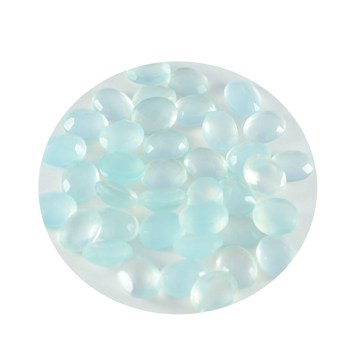 Riyogems 1PC Genuine Aqua Chalcedony Faceted 6x8 mm Oval Shape good-looking Quality Gems