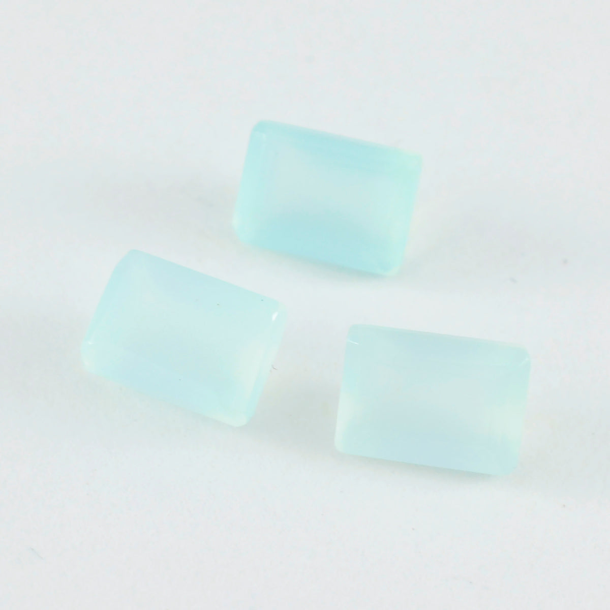 Riyogems 1PC Genuine Aqua Chalcedony Faceted 8x10 mm Octagon Shape handsome Quality Gemstone