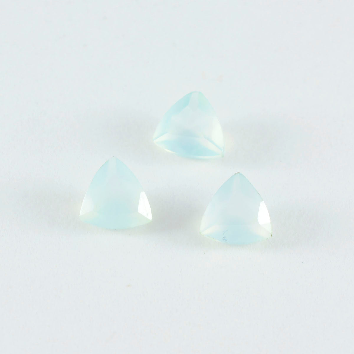 Riyogems 1PC Genuine Aqua Chalcedony Faceted 9x9 mm Trillion Shape Nice Quality Gems