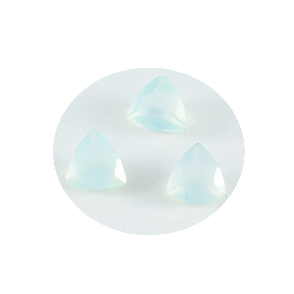 Riyogems 1PC Genuine Aqua Chalcedony Faceted 9x9 mm Trillion Shape Nice Quality Gems