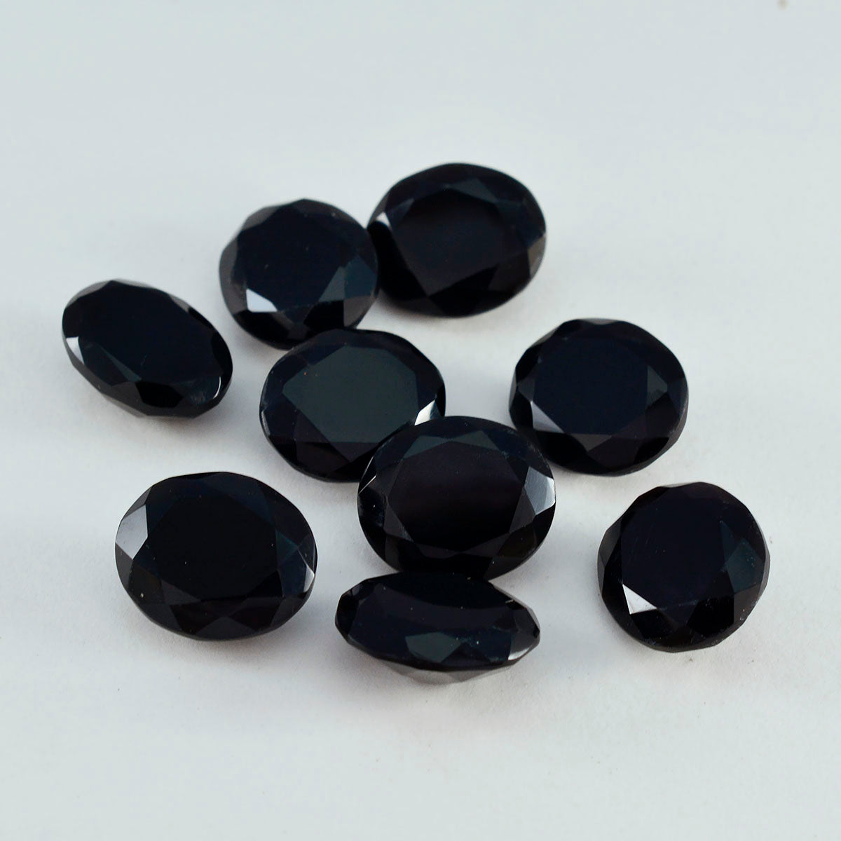 Riyogems 1PC Genuine Black Onyx Faceted 10x12 mm Oval Shape superb Quality Stone
