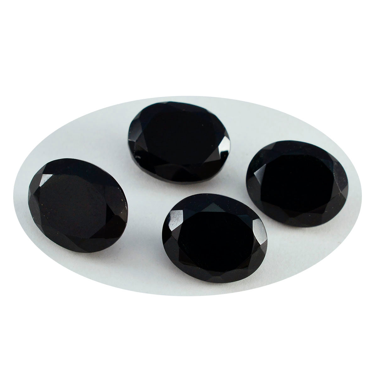 Riyogems 1PC Genuine Black Onyx Faceted 10x12 mm Oval Shape superb Quality Stone