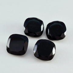 Riyogems 1PC Genuine Black Onyx Faceted 11x11 mm Cushion Shape handsome Quality Gem