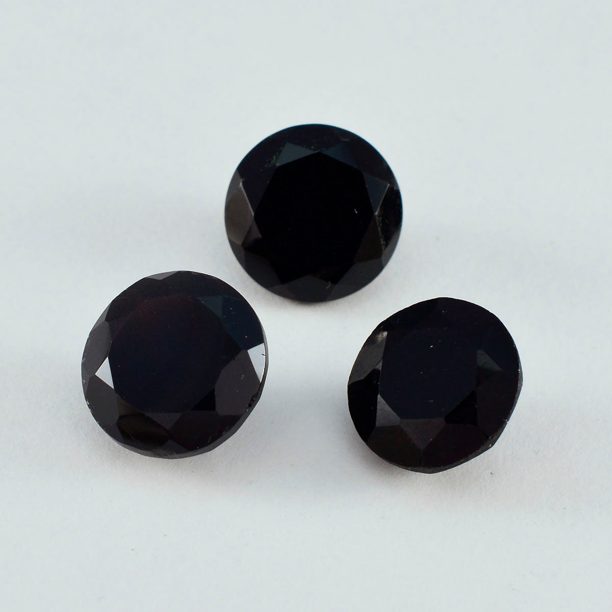 Riyogems 1PC Genuine Black Onyx Faceted 12x12 mm Round Shape astonishing Quality Loose Gemstone