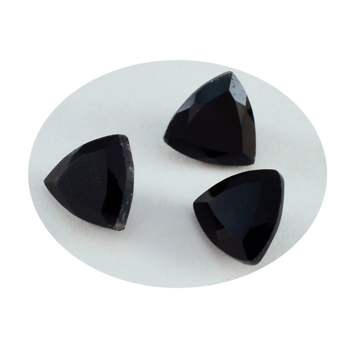 Riyogems 1PC Genuine Black Onyx Faceted 12x12 mm Trillion Shape handsome Quality Loose Gemstone