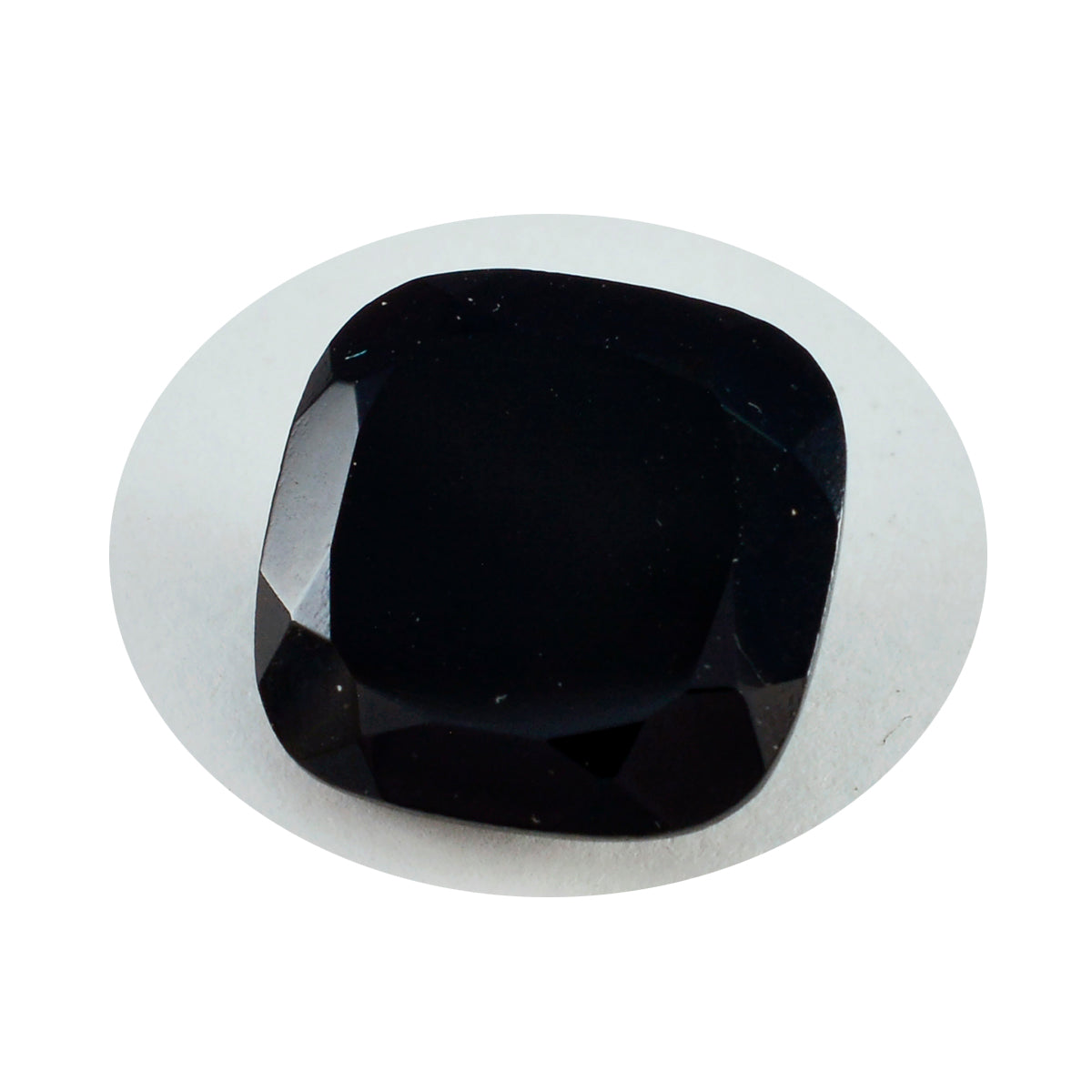 Riyogems 1PC Genuine Black Onyx Faceted 14x14 mm Cushion Shape excellent Quality Gemstone