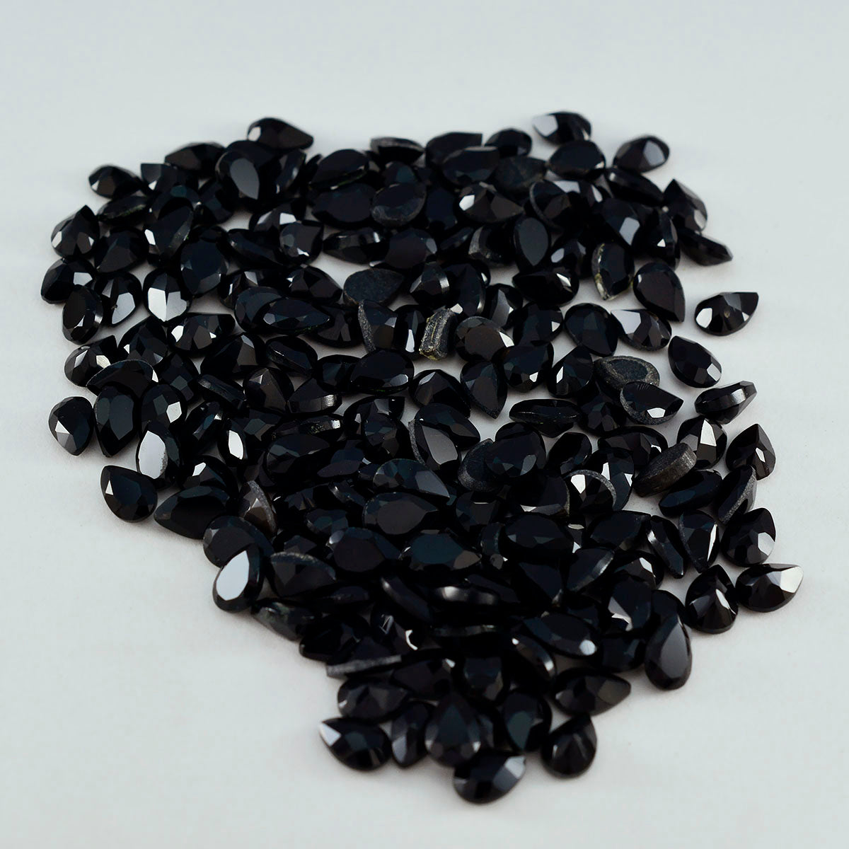 Riyogems 1PC Genuine Black Onyx Faceted 3x5 mm Pear Shape amazing Quality Loose Gems