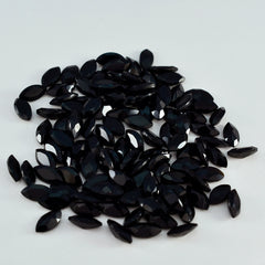 Riyogems 1PC Genuine Black Onyx Faceted 4x8 mm Marquise Shape attractive Quality Gemstone