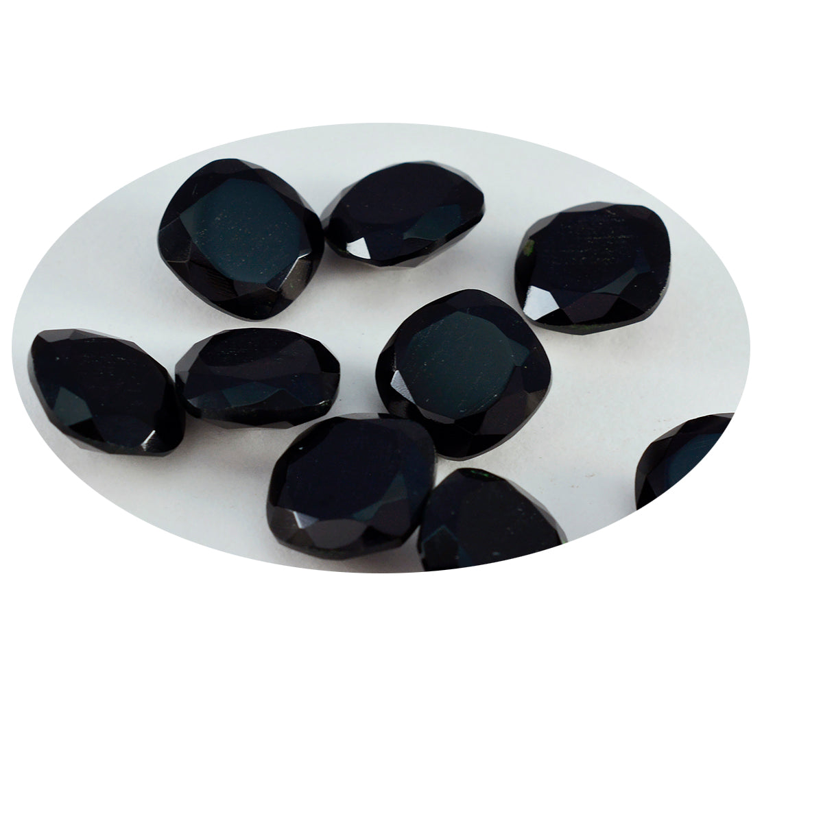 Riyogems 1PC Genuine Black Onyx Faceted 5x5 mm Cushion Shape A1 Quality Stone