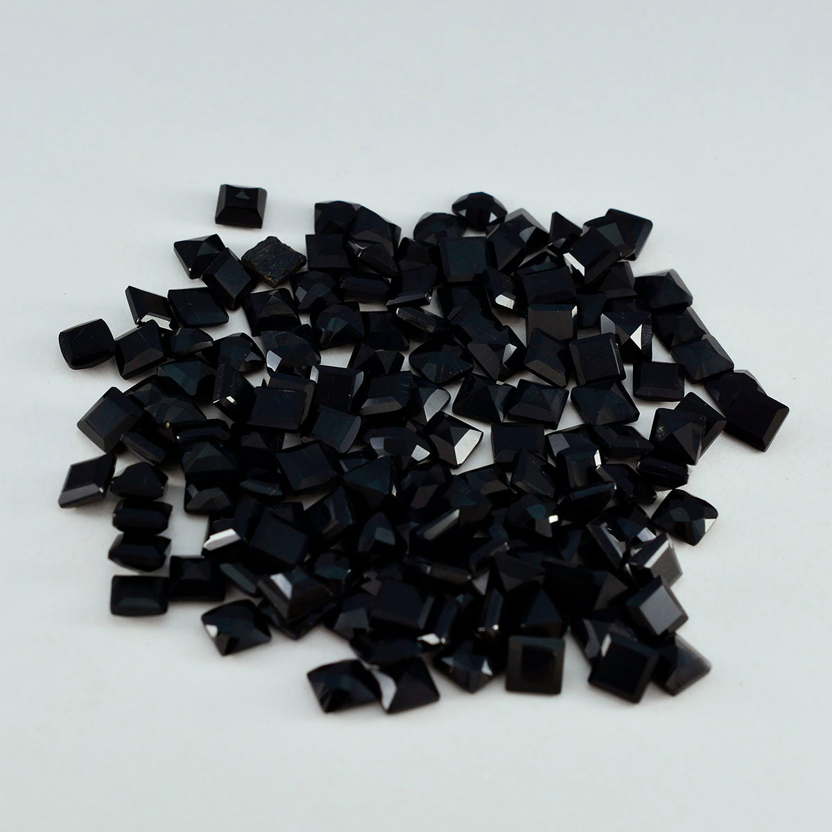 Riyogems 1PC Genuine Black Onyx Faceted 6x6 mm Square Shape wonderful Quality Loose Gems