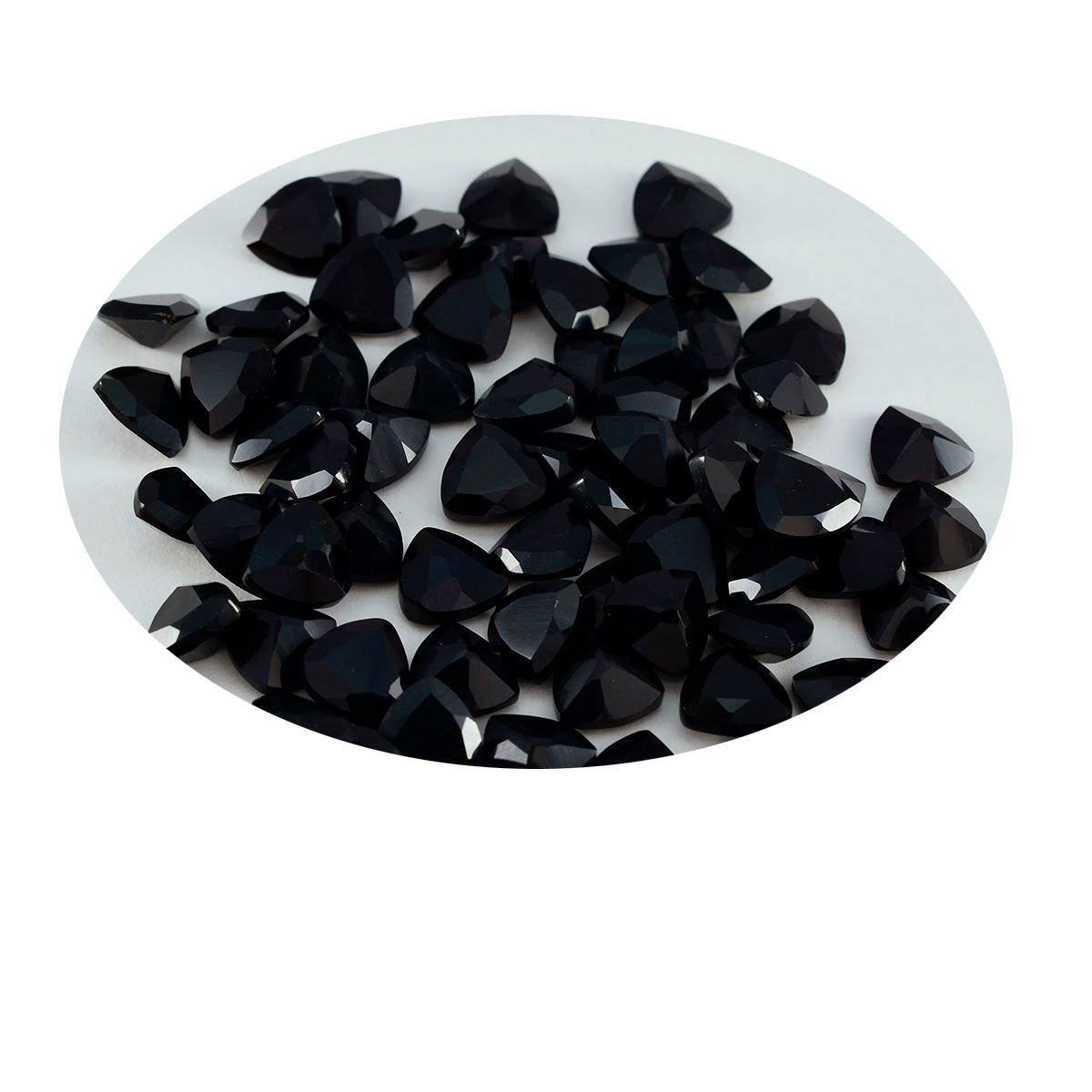 Riyogems 1PC Genuine Black Onyx Faceted 6x6 mm Trillion Shape A1 Quality Gems
