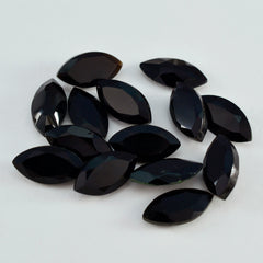 Riyogems 1PC Genuine Black Onyx Faceted 7x14 mm Marquise Shape good-looking Quality Loose Stone