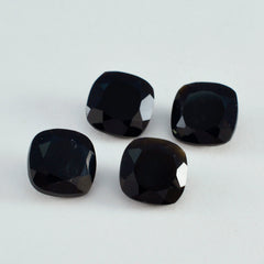 Riyogems 1PC Genuine Black Onyx Faceted 8X8 mm Cushion Shape beautiful Quality Loose Gems
