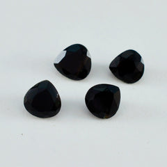 Riyogems 1PC Genuine Black Onyx Faceted 8x8 mm Heart Shape A Quality Stone