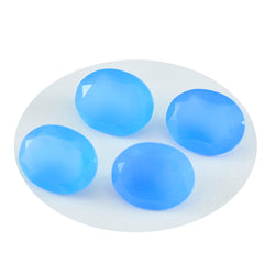 Riyogems 1PC Genuine Blue Chalcedony Faceted 10x12 mm Oval Shape pretty Quality Stone