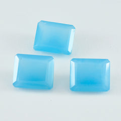 Riyogems 1PC Genuine Blue Chalcedony Faceted 10x14 mm Octagon Shape beauty Quality Gem