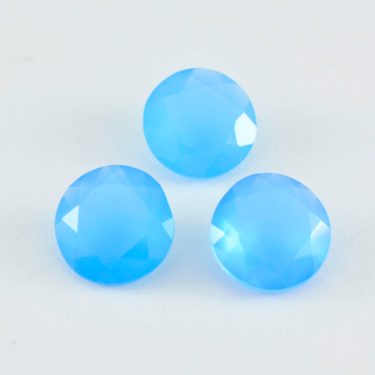 Riyogems 1PC Genuine Blue Chalcedony Faceted 11x11 mm Round Shape amazing Quality Loose Stone