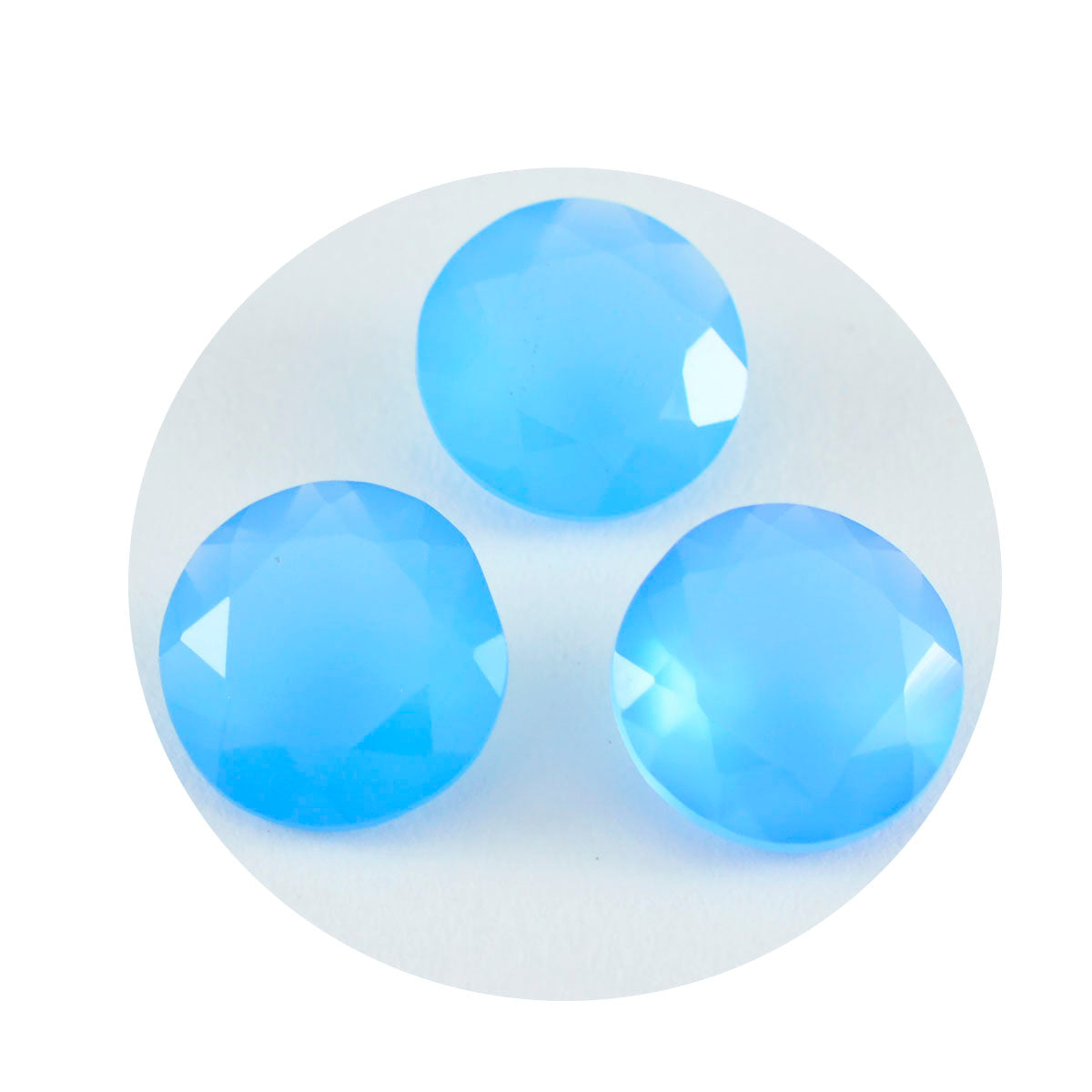 riyogems 1pc genuine blue chalcedony faceted 11x11 mm round shape amazing quality loose stone