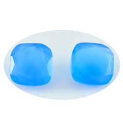 Riyogems 1PC Genuine Blue Chalcedony Faceted 12X12 mm Cushion Shape excellent Quality Loose Gem
