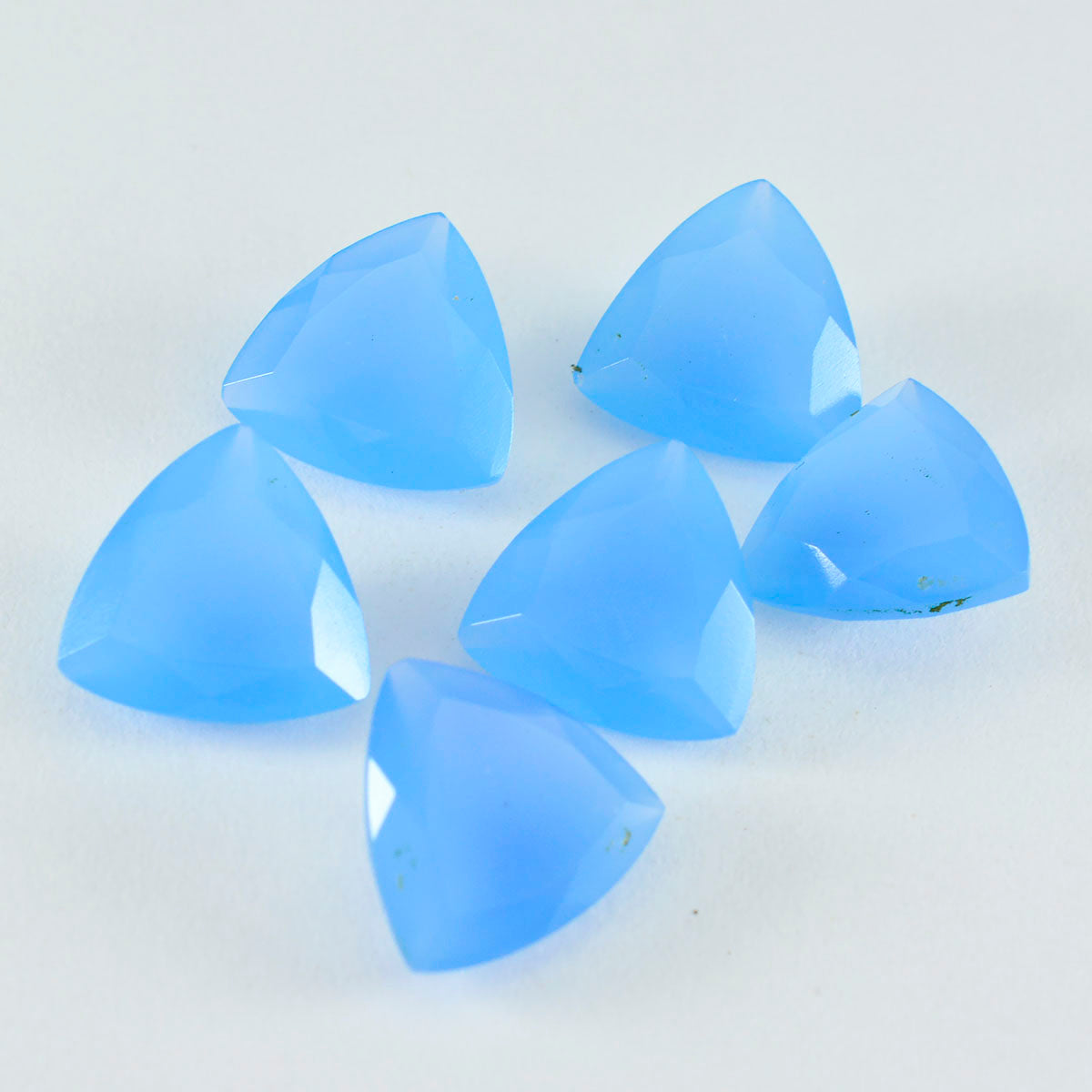 Riyogems 1PC Genuine Blue Chalcedony Faceted 12X12 mm Trillion Shape wonderful Quality Loose Stone