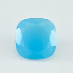 Riyogems 1PC Genuine Blue Chalcedony Faceted 15x15 mm Cushion Shape lovely Quality Loose Gemstone