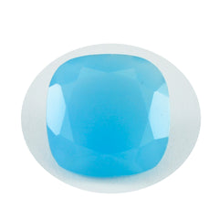 Riyogems 1PC Genuine Blue Chalcedony Faceted 15x15 mm Cushion Shape lovely Quality Loose Gemstone