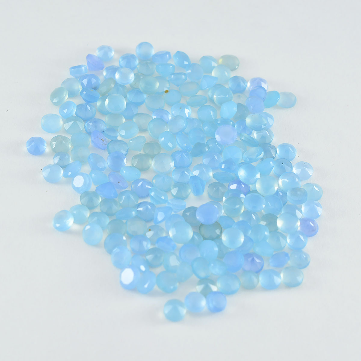 Riyogems 1PC Genuine Blue Chalcedony Faceted 2x2 mm Round Shape handsome Quality Loose Gems