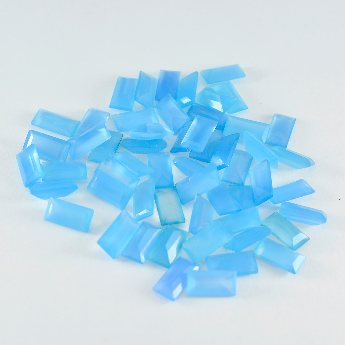 Riyogems 1PC Genuine Blue Chalcedony Faceted 2x4 mm Baguette Shape cute Quality Loose Gems