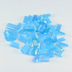 Riyogems 1PC Genuine Blue Chalcedony Faceted 2x4 mm Baguette Shape cute Quality Loose Gems