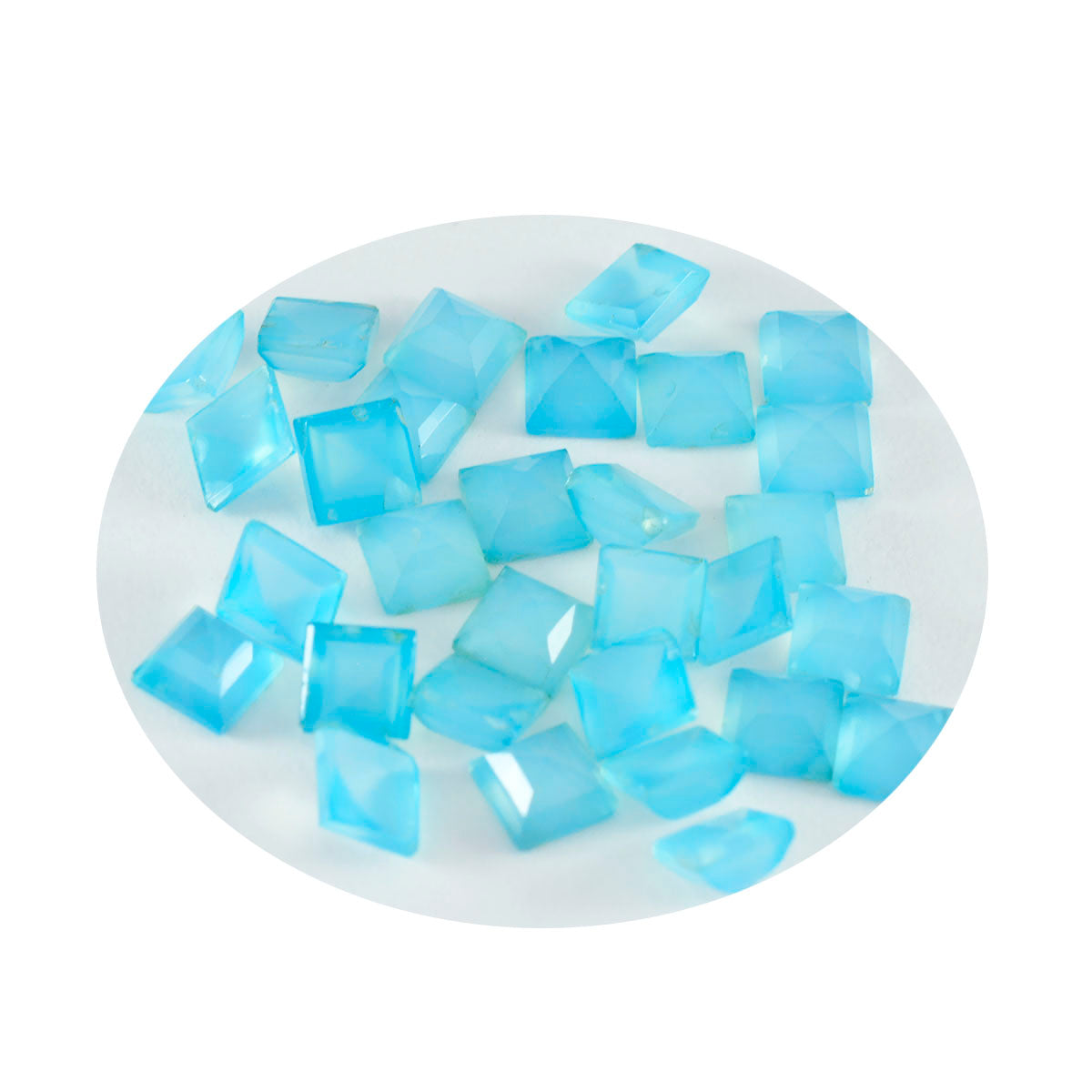 Riyogems 1PC Genuine Blue Chalcedony Faceted 3x3 mm Square Shape AA Quality Gems