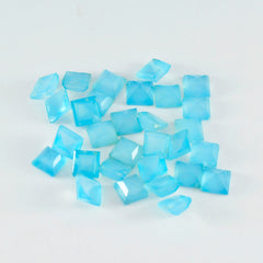 Riyogems 1PC Genuine Blue Chalcedony Faceted 3x3 mm Square Shape AA Quality Gems