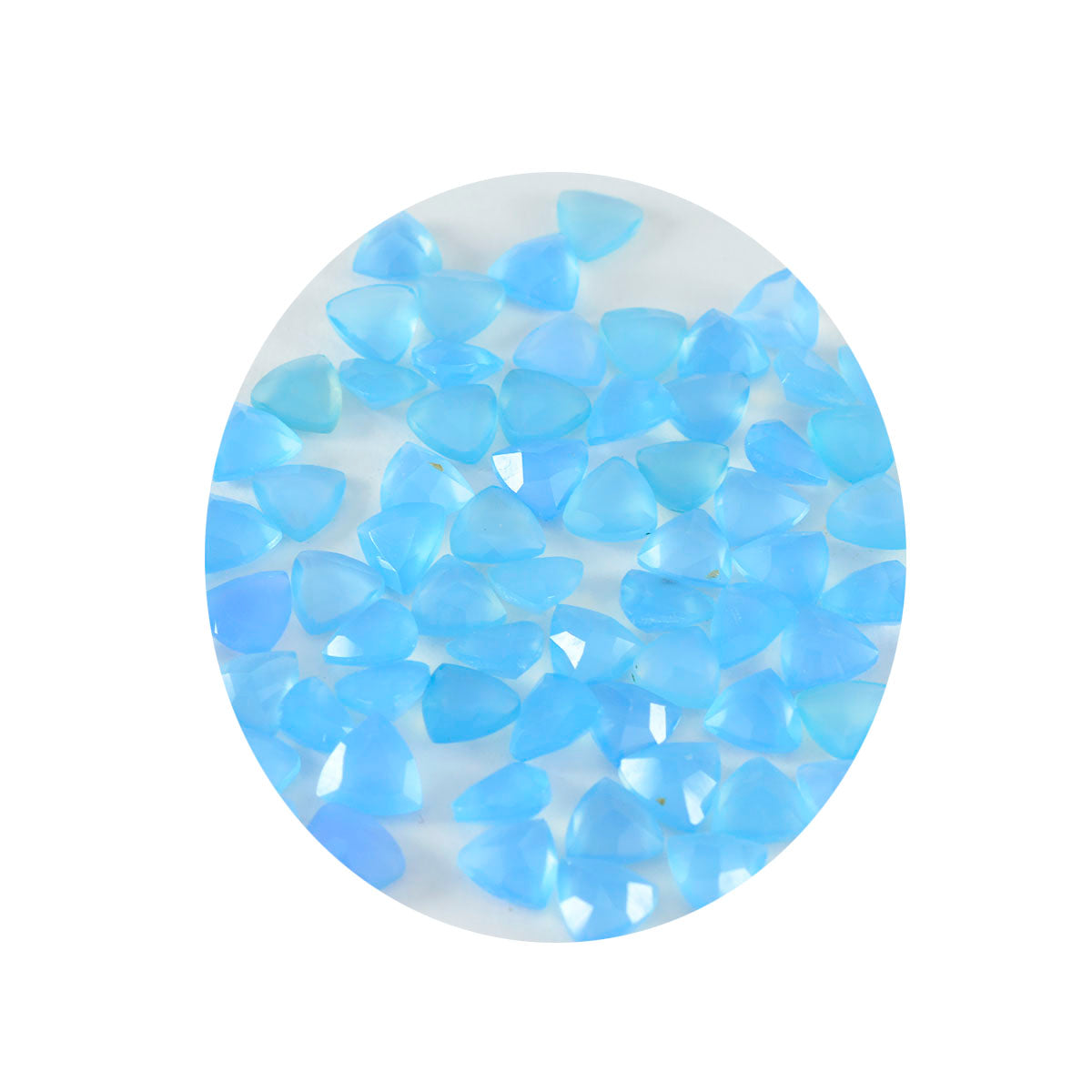 Riyogems 1PC Genuine Blue Chalcedony Faceted 3x3 mm Trillion Shape nice-looking Quality Loose Gems