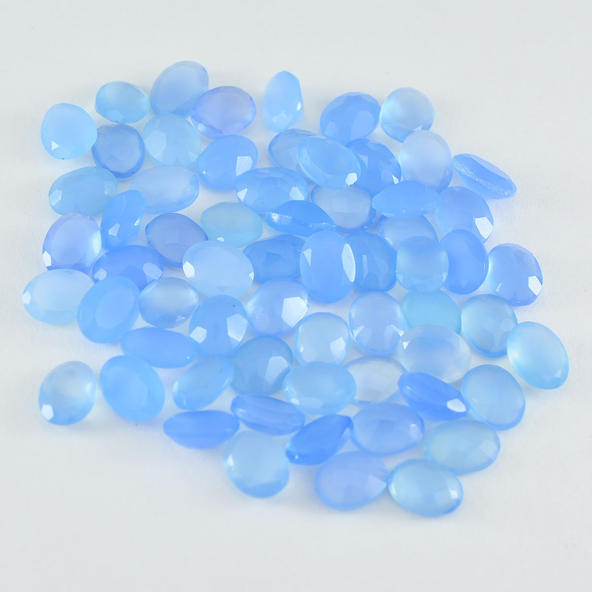 Riyogems 1PC Genuine Blue Chalcedony Faceted 3x5 mm Oval Shape attractive Quality Loose Gem