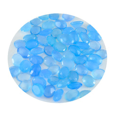 Riyogems 1PC Genuine Blue Chalcedony Faceted 3x5 mm Oval Shape attractive Quality Loose Gem