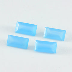 Riyogems 1PC Genuine Blue Chalcedony Faceted 5x10 mm Baguette Shape AAA Quality Gem