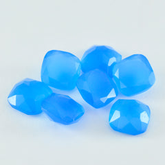 Riyogems 1PC Genuine Blue Chalcedony Faceted 6x6 mm Cushion Shape beautiful Quality Loose Stone