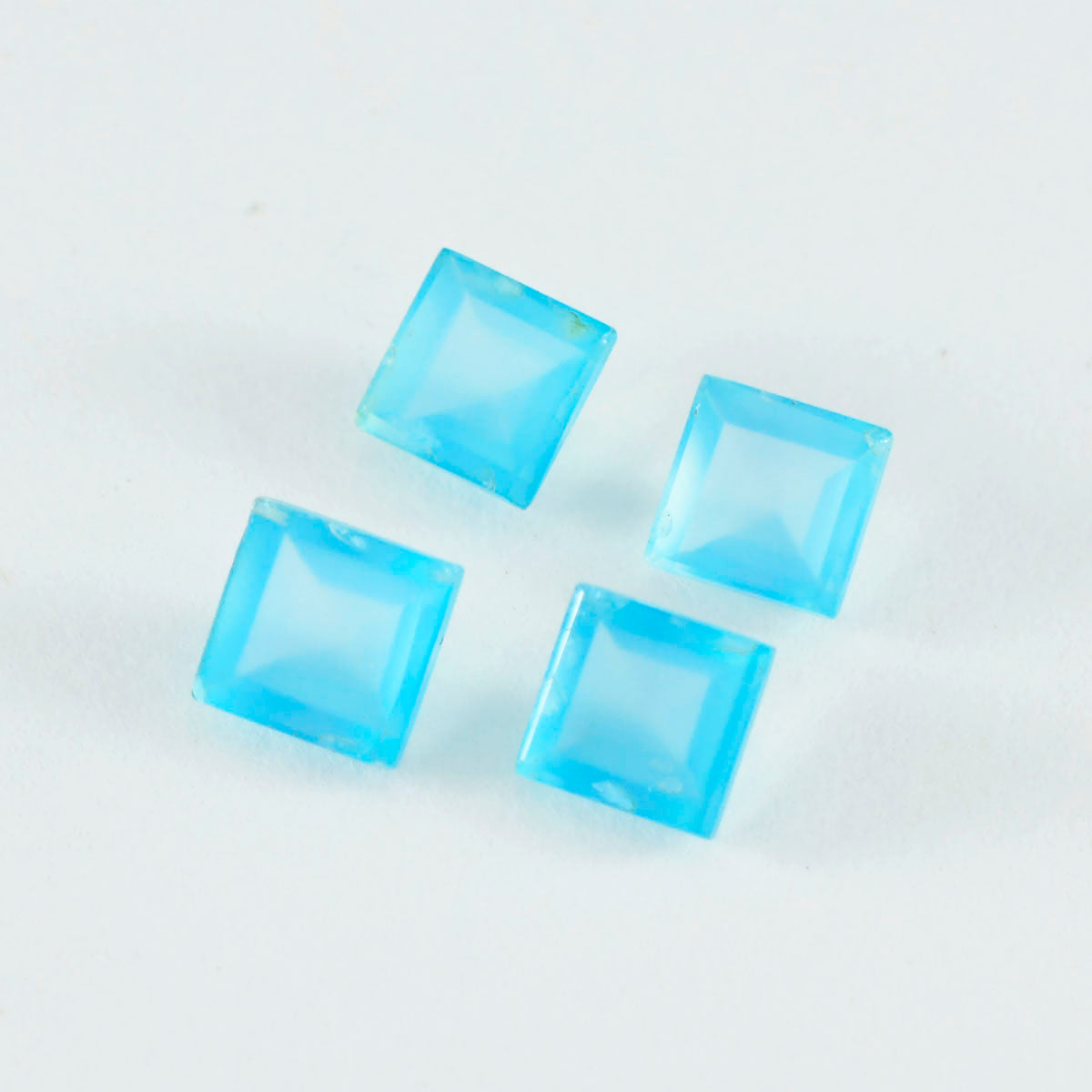 Riyogems 1PC Genuine Blue Chalcedony Faceted 6x6 mm Square Shape A+1 Quality Loose Gem