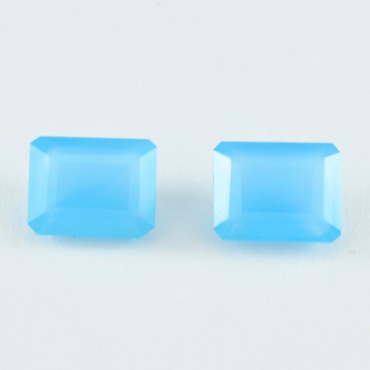 Riyogems 1PC Genuine Blue Chalcedony Faceted 8x10 mm Octagon Shape sweet Quality Loose Gems