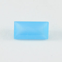 Riyogems 1PC Genuine Blue Chalcedony Faceted 8x16 mm Baguette Shape A1 Quality Gemstone