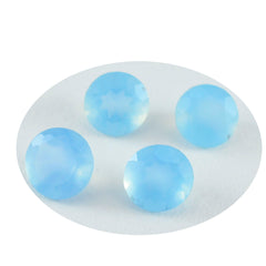 Riyogems 1PC Genuine Blue Chalcedony Faceted 8x8 mm Round Shape superb Quality Gemstone